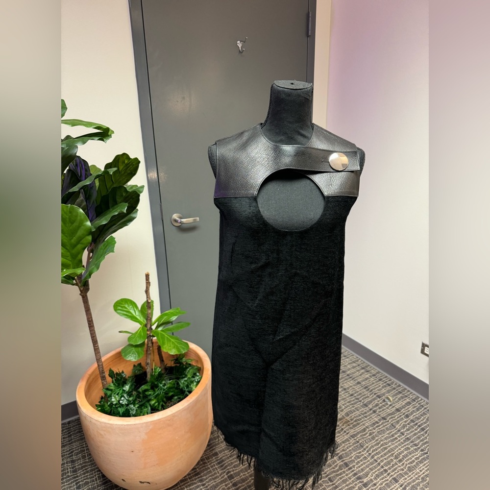 Calvin Klein Collection Black Dress with Leather Detail